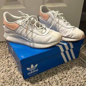 Adidas Women's White and Pink Sneakers